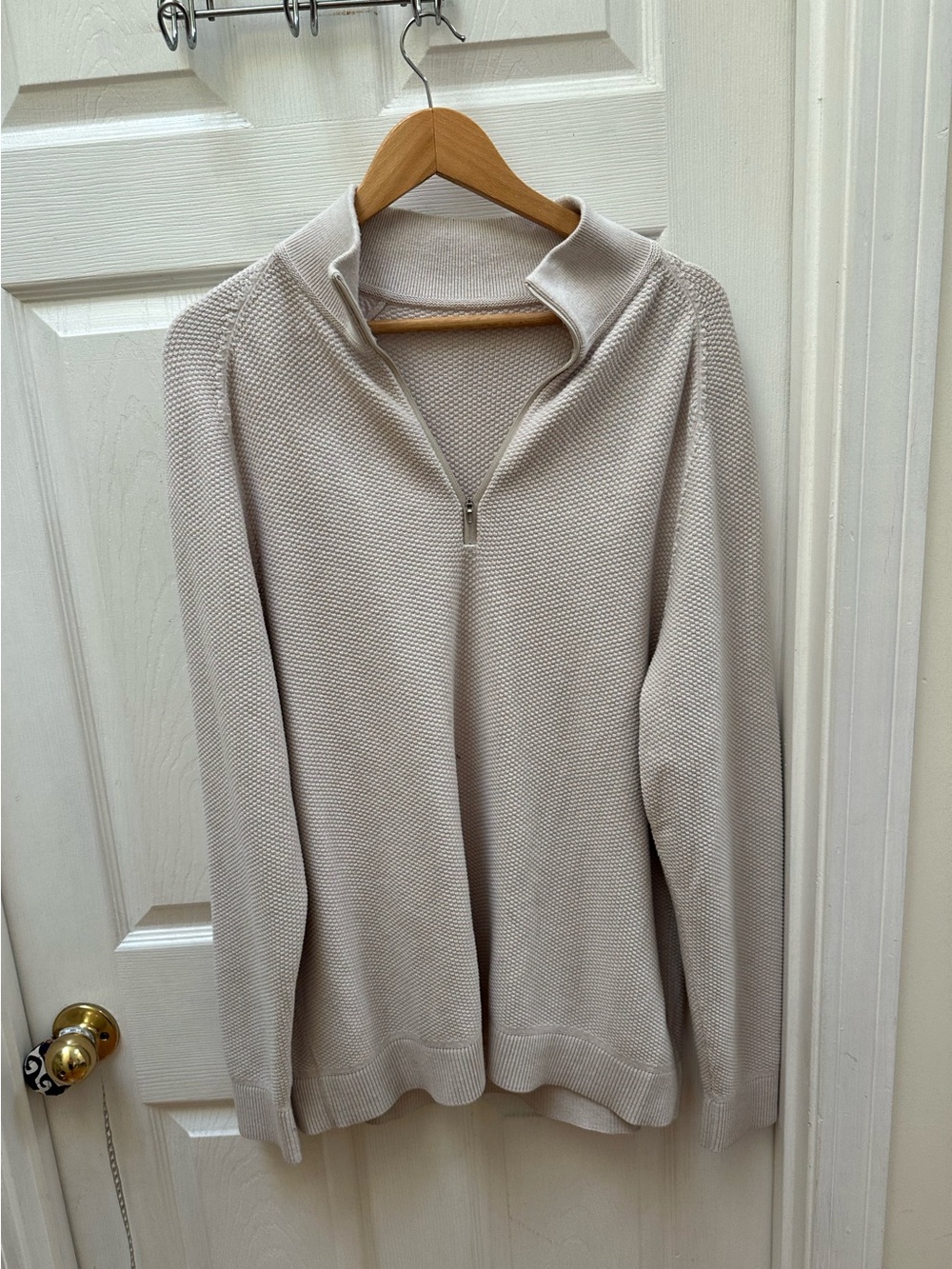 Lululemon Textured Knit Half-Zip Sweater Quarter-Zip Knit Sweater tan Beige XL - Picture 2 of 8